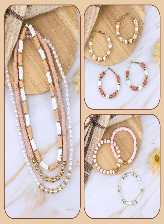 Nuvex Jewelry Bracelet Making Kit Flat Polymer DIY Clay Bead for Children Adults | DIY Letter Beads, Gold Pearl Spacers & Charm | Friendship Bracelet Beads Kit for Girls, Birthday Gift [Rustic Brown] - Image 5